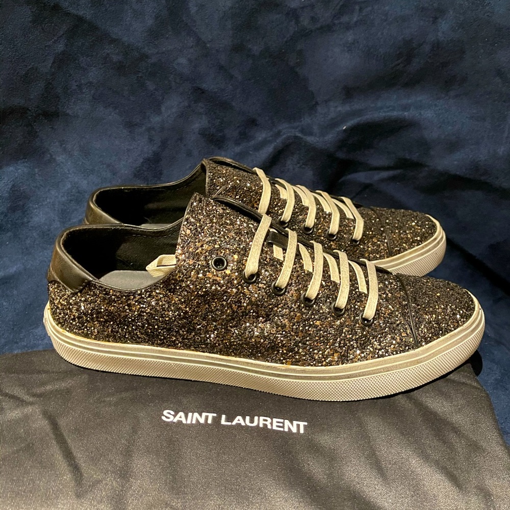 Saint Laurent men’s Bedford glitter sneakers NEW